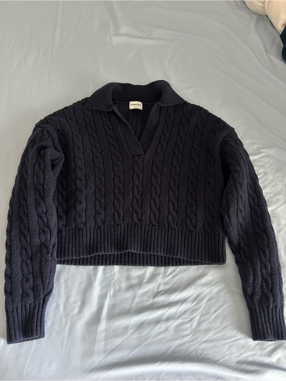 Sunday Best Lottie Sweater Cable Knit Sweater in Black Size Small